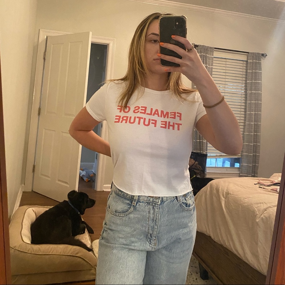 Females of the future white crop top